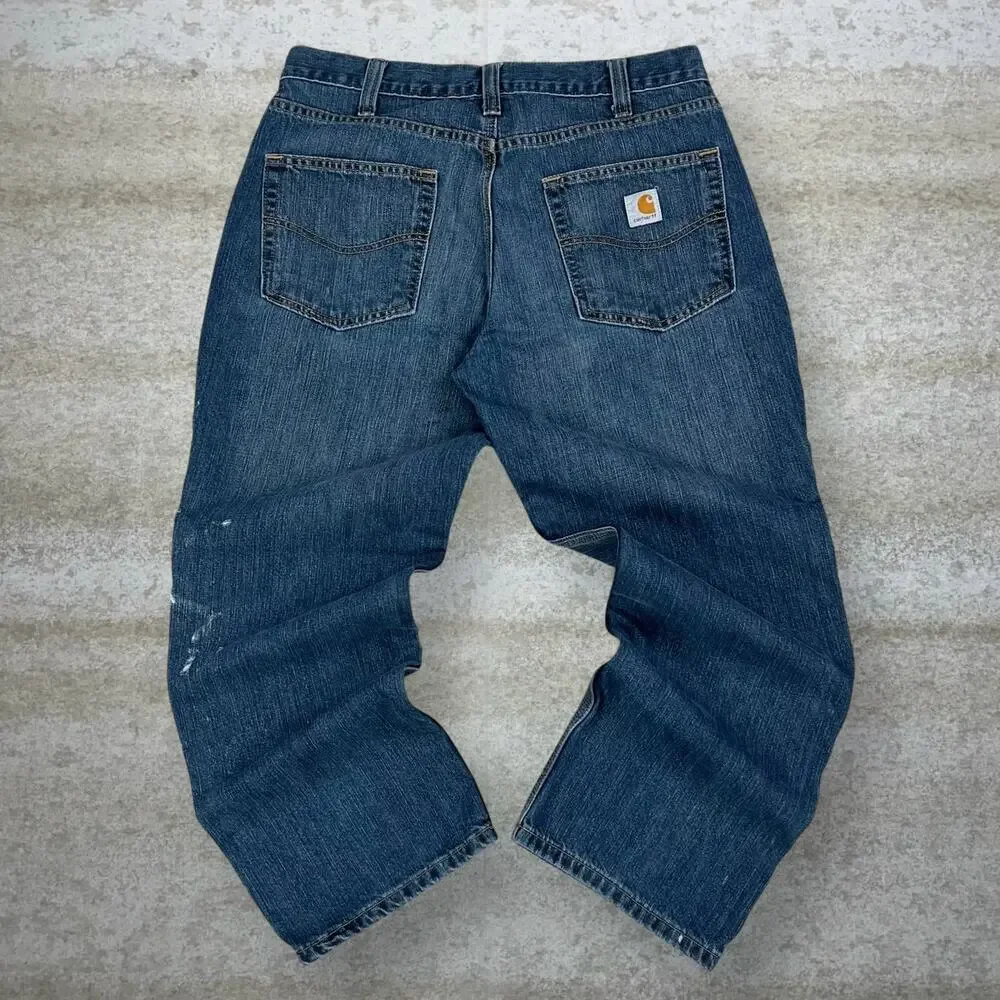 Vintage 90s Carhartt Jeans 34x28 Relaxed Fit Dark Wash Denim